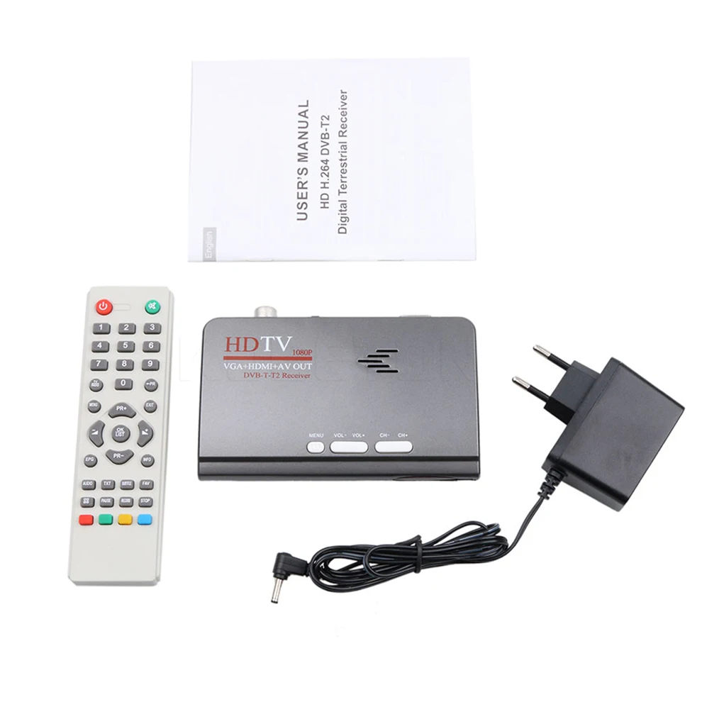 ТВ-тюнер Цифровой HDMI DVB-T T2 dvbt2 ТВ-приставка VGA AV CVBS ТВ-приёмник HD 1080P DVB-T2 конвертер с