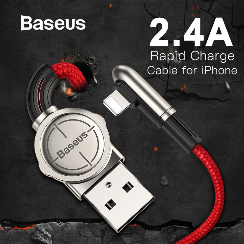 Baseus USB кабель для iPhone XR Xs Max кабель для быстрой зарядки 2.4A быстрое зарядное устройство локоть провод для iPhone X 7 8 6s Plus iPad шнур для зарядки