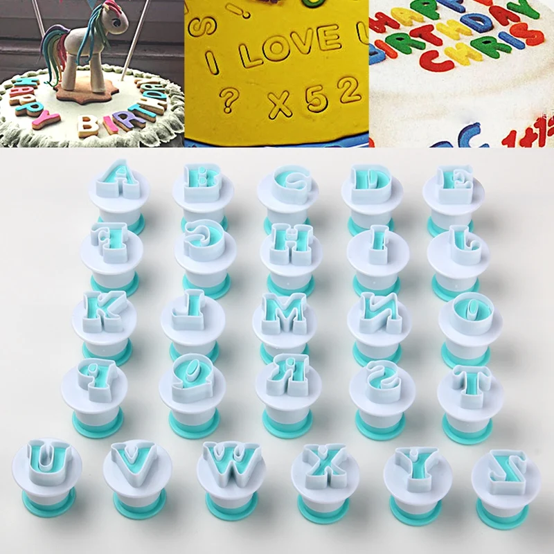 

26Pcs Plastic Uppercase,Lowcase Letters&10Pcs Numbers Shape Cake Fondant Molds Set (3Sets/Lot)