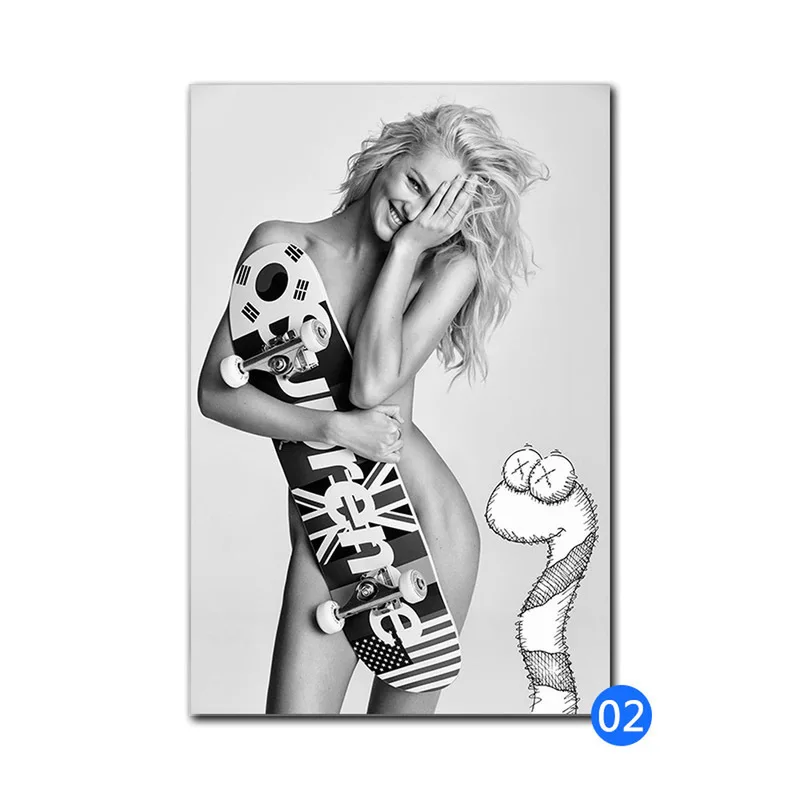 Sexy Beauty Girl черные настенные наклейки и белая Картина на холсте женщина плакаты с