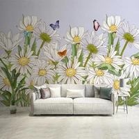 custom mural wallpaper nordic modern minimalist 3d daisy flower living room tv sofa background wall painting papel de parede 3 d