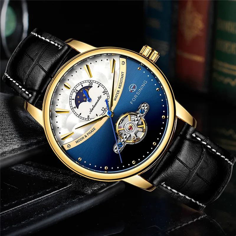 FORSINING Скелет водонепроницаемые автоматические механические мужские наручные