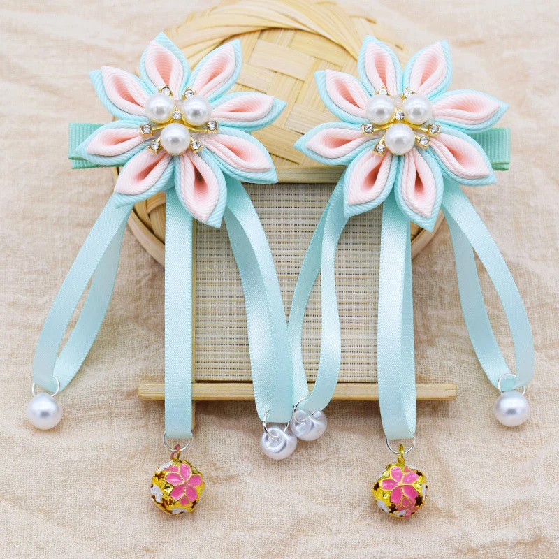 

Handmade Girls Fashion Boutique Ribbon Tassels Multi Color Hair Clips Hairpin Children Headwear Accessories Barrettes 037