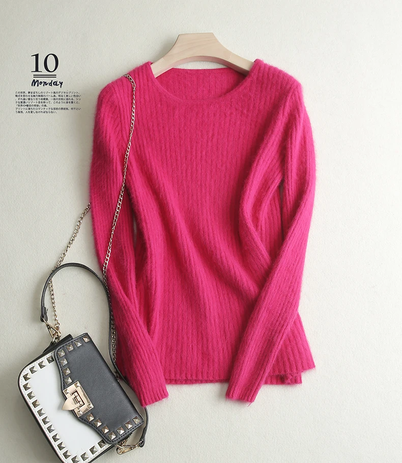 Loose Sweater Women Hot Sale Soft Jumpers Mink Cashmere Knitted New O-Neck Standard Clothes Ladies Pullovers