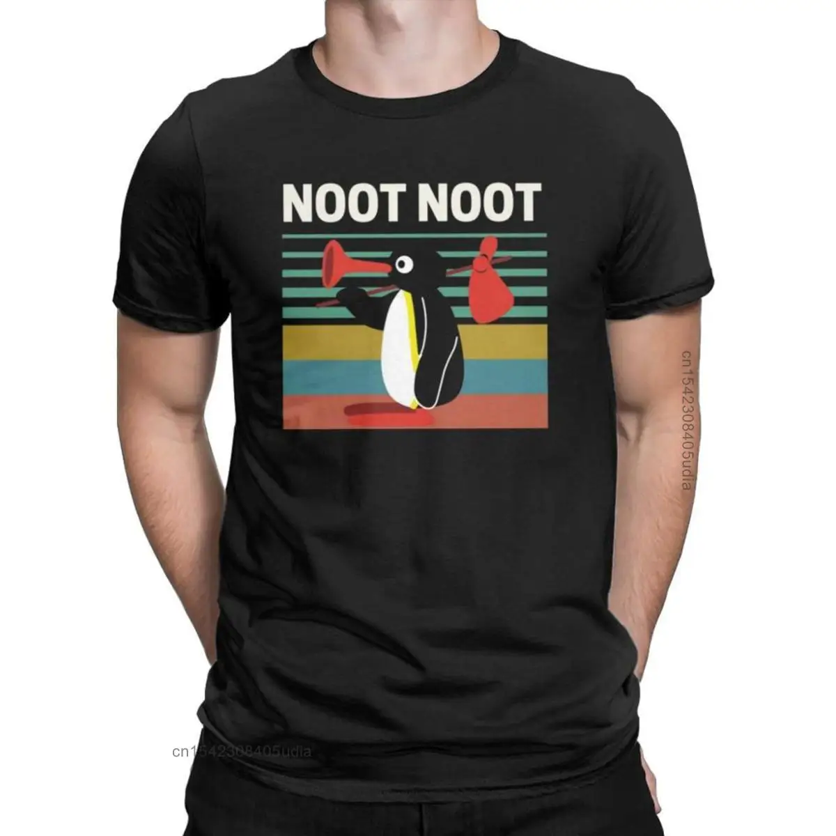 Novelty Noot Noot Tshirt Men Graphic T Shirts Pingu Penguin Meme Funny Cartoon Tee Shirt for Men Birthday Present