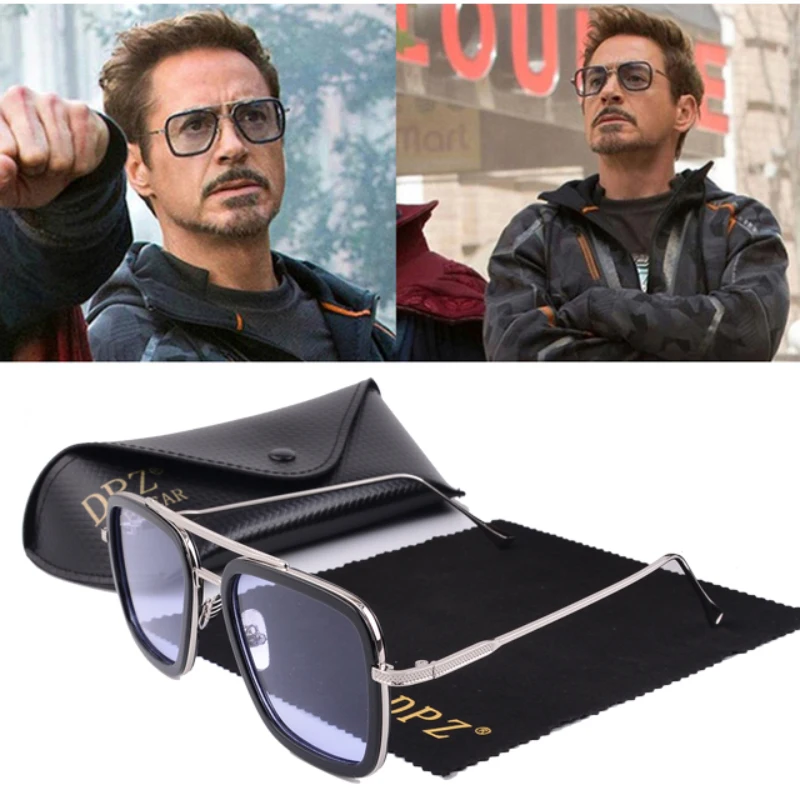 DPZ модные Мстители Tony Stark Flight 006 стильные мужские солнцезащитные очки квадратный авиационный фирменный дизайн солнцезащитные очки Oculos De Sol UV400