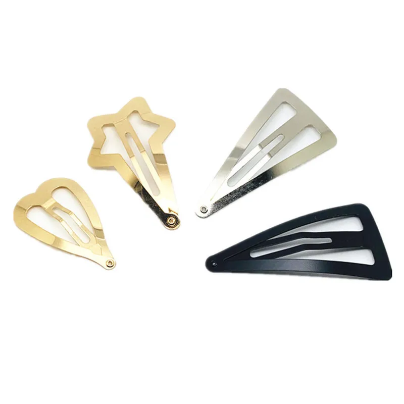 

5pcs Cute Triangle Hair Clip Metal Star Love Heart Pattern Girls Hairpins Kids Headwear Children Hair Accessories Baby Bb Clips