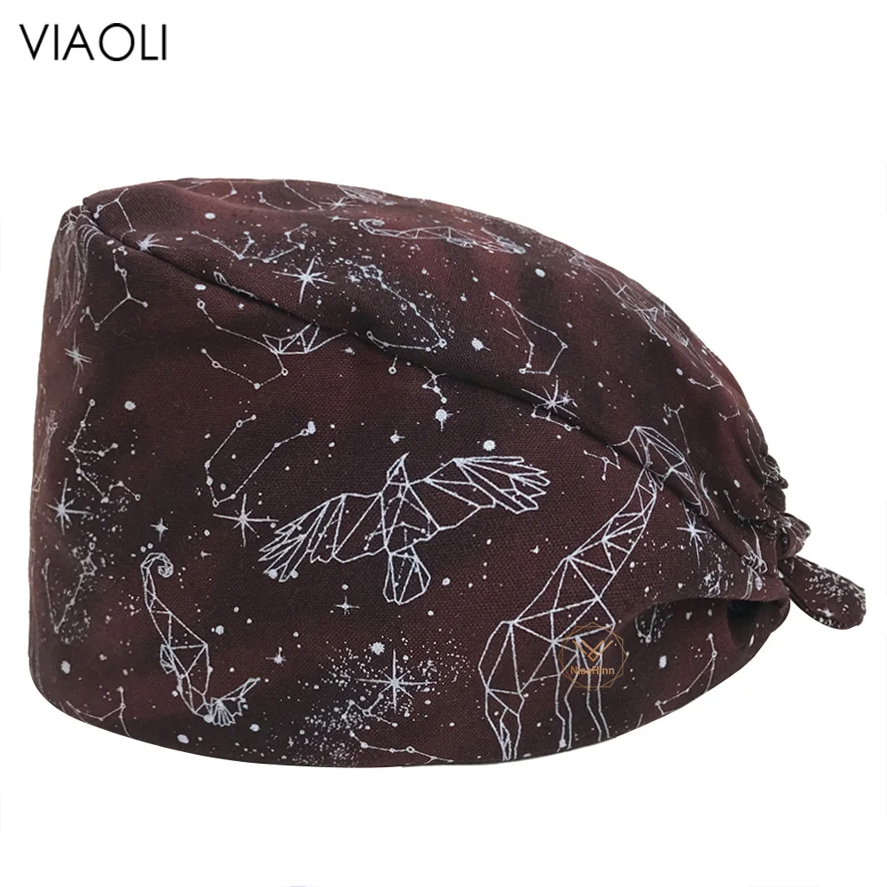 

Unisex Elastic Band Work Hat Adjustable Beauty Salon Scrub Caps Printing Pet Grooming Scrubs Hat Cotton Elastic Cap Beauty Salon