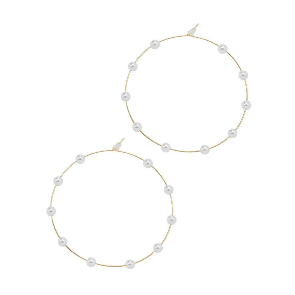 1 пара женские серьги-кольца с жемчугом | Украшения и аксессуары