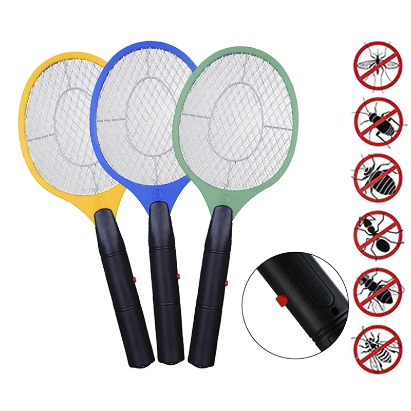 3 цвета электрическая ручная ловушка для насекомых Zapper Fly Swatter ракетка