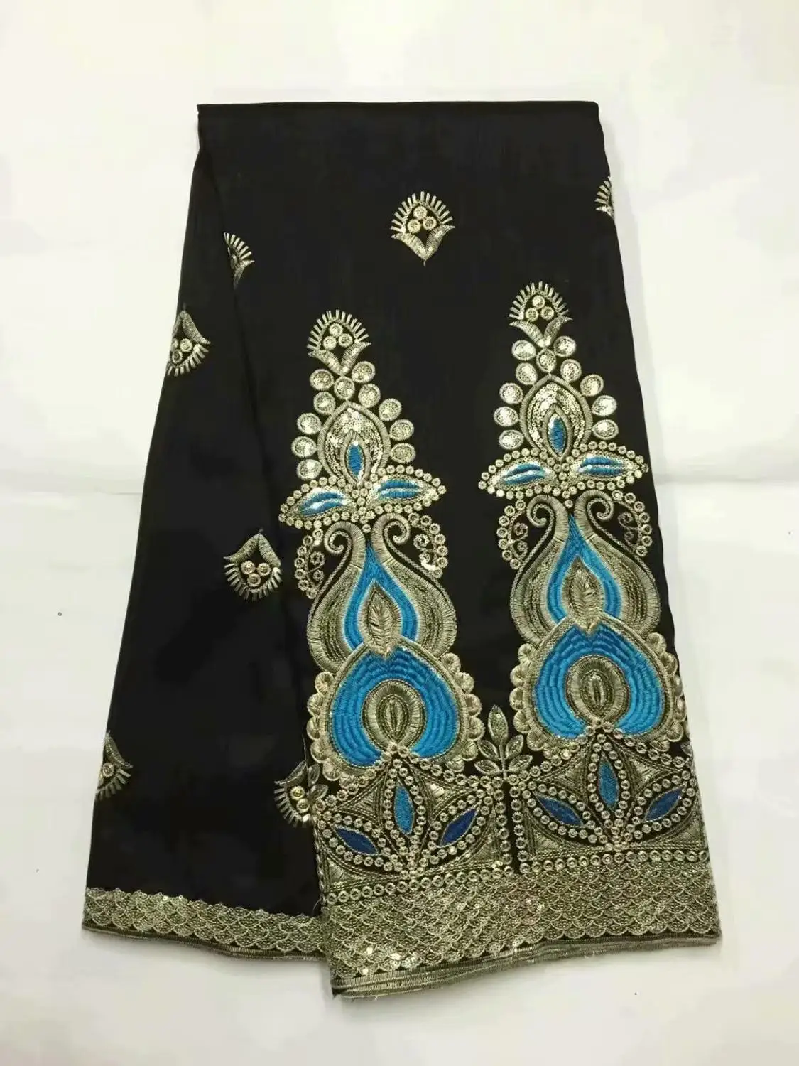 blue george lace fabric african 2019 high quality 5yards embroidered nigerian fabrics for wedding dress FB-1020 | Дом и сад