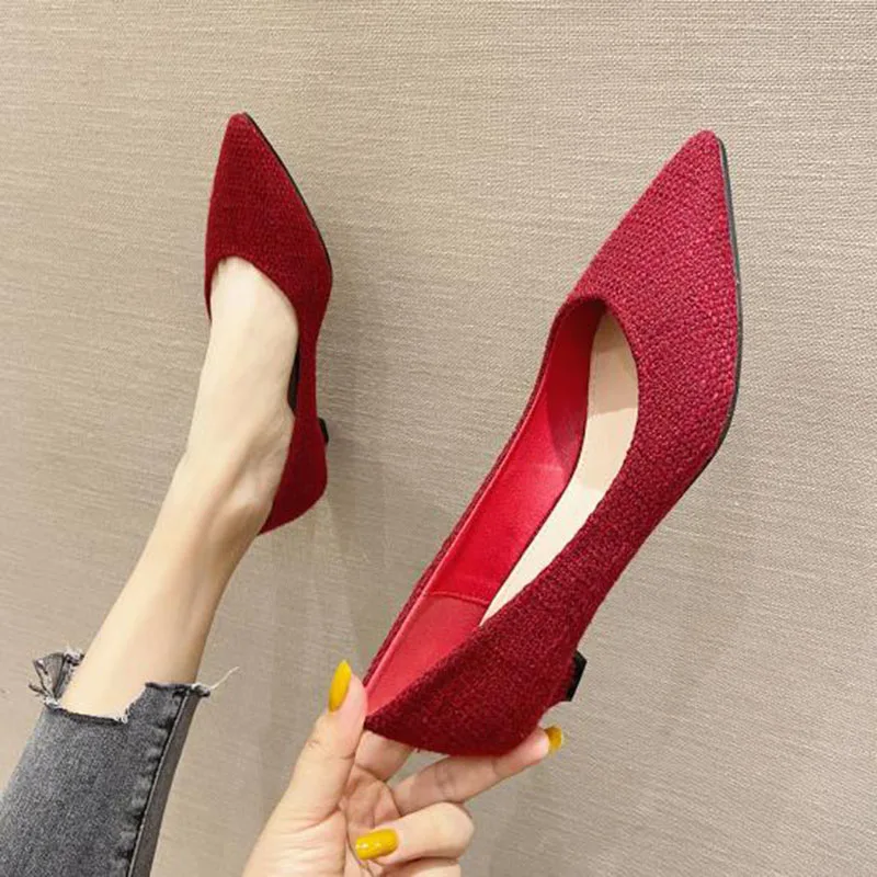 

Office Lady Shoes Women Low Heels 2.5cm Elegang Ladies Heeled Plaid Shoes Pointed toe Women Pumps Modern Brand Footwear A3671