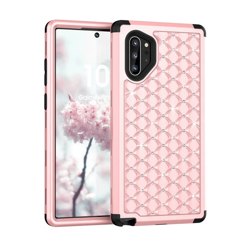 Роскошный Блестящий Алмазный чехол для телефона samsung Galaxy Note 10 Plus S10 S9 Plus Броня гибридная 3 в 1 противоударный жесткий чехол