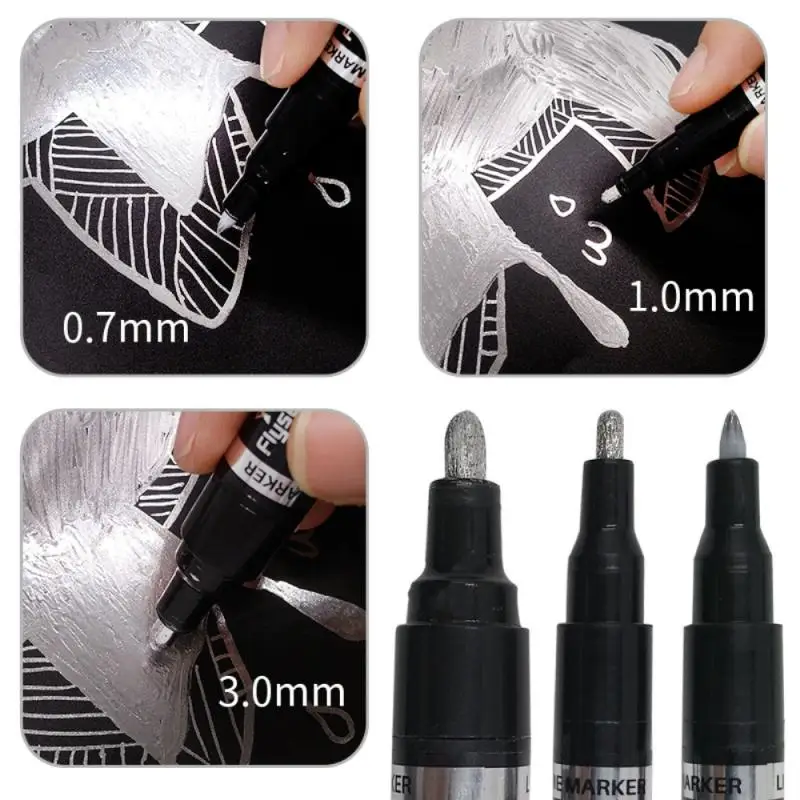 

Liquid Chrome Marker Set Silver Art Liquid Mirror Chrome Marker Mirror Reflection Sign Pen Painting Supplies Soomth Writing