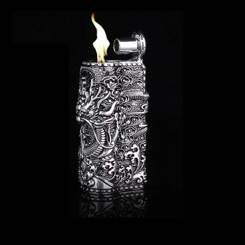 silver Ретро керосиновая зажигалка, портативная ветрозащитная Зажигалка для сигарет, креативная металлическая Мужская зажигалка, аксессуары для сигарет - Цвет: silver