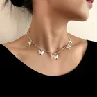 Чокер Ожерелье милое Позолоченное серебряное ожерелье бабочка Короткое женское летнее праздничное романтический подарок ювелирное изделие оптом