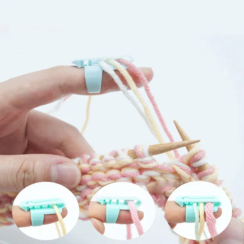 

Yarn Guides Knitting Tools DIY Thimble Ring Type Knitting Tools Finger Wear Thimble Yarn Spring Guides Plastic Needle Thimble