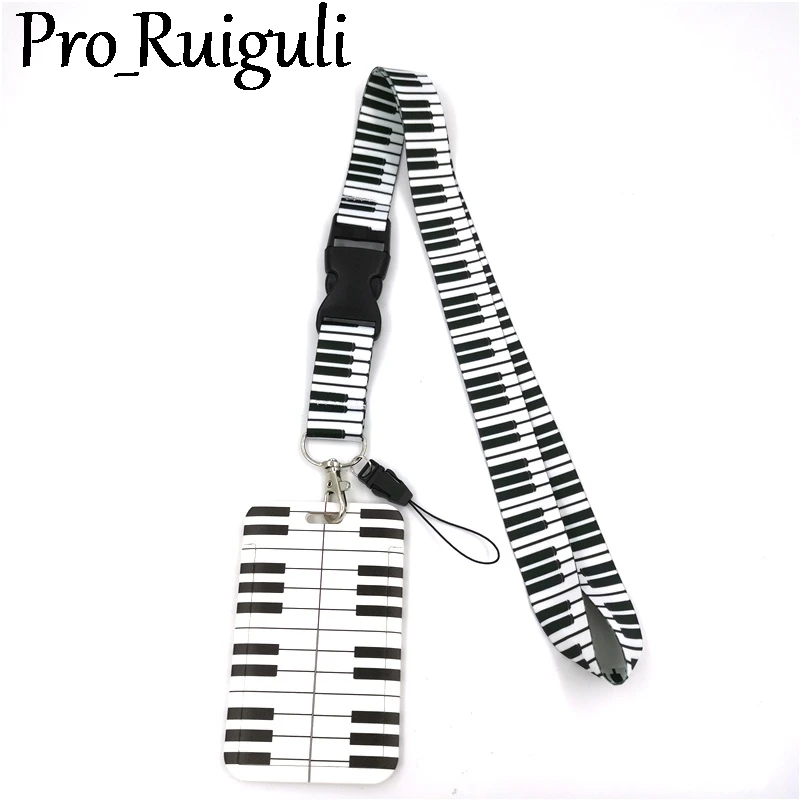 

Piano keys Anime Lanyard Badge Holder ID Card Lanyards Mobile Phone Rope Key Lanyard Neck Straps Keychain Key Ring