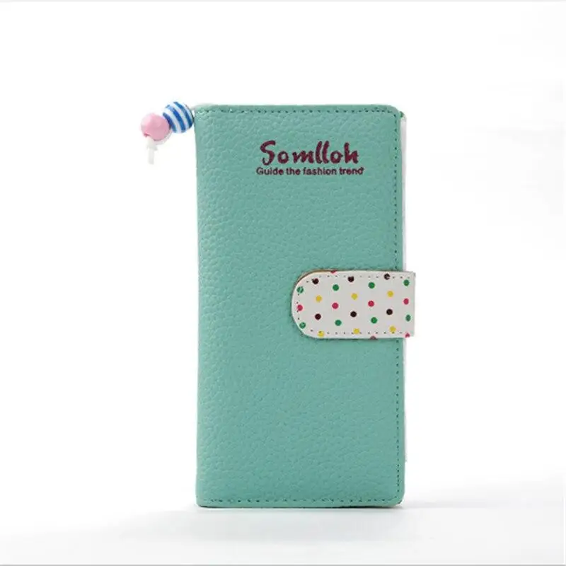 

Fashion Candy Colors Wallet Purse Women Dots Pu Leather Zipper Long Short Wallet Multiple Cards Holder Wallet For Girls