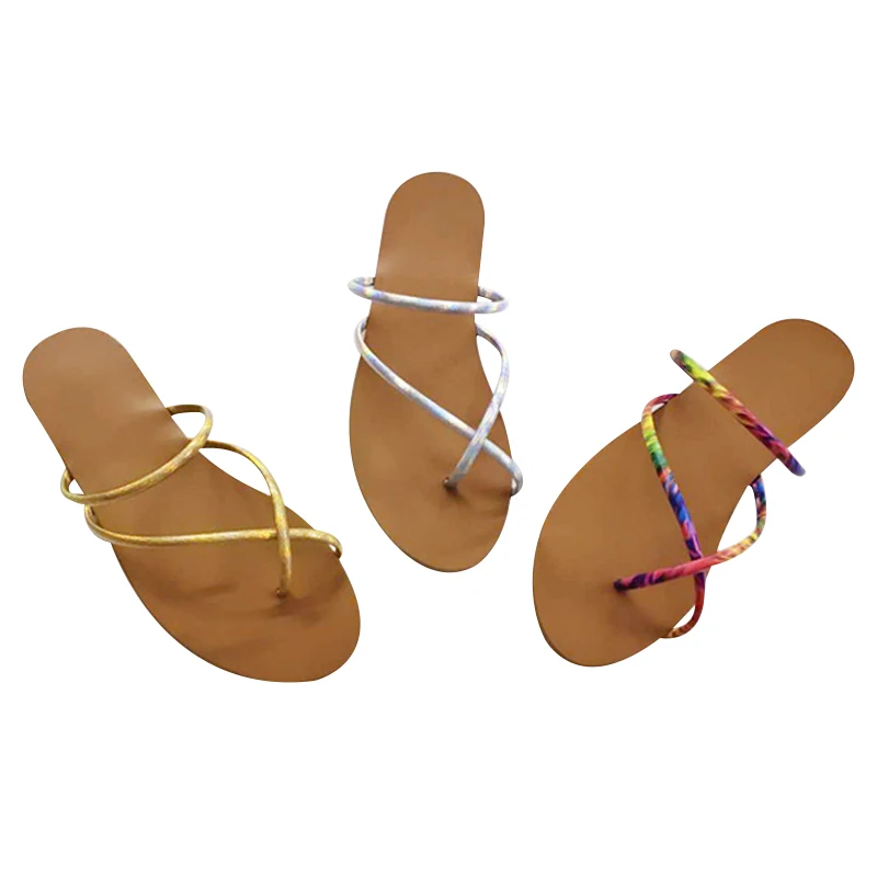 

Women Summer Casual Flat Toe Beach Sandals Slippers Slip-on Flip Flop Shoes K2