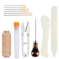 kaobuy 12pcs bookbinding tools kit sewing awl tool bone folder creaser waxed thread leather sewing needles scissors