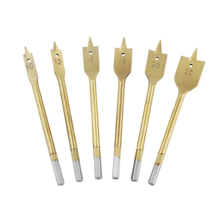 6 шт./компл. сверла с титановым покрытием и шестигранным хвостовиком плоские для