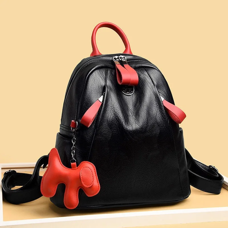 

GUANGHUIXB Fashion Ladies Soft Leather Backpack 2021 High Quality Travel Female Student Backpack