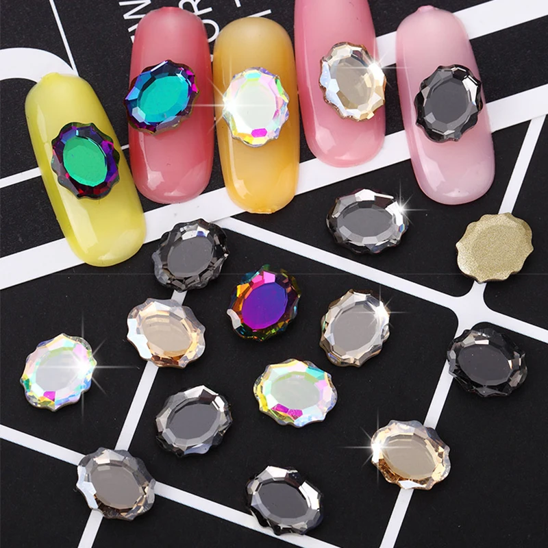 10 шт. зеркальные украшения для ногтей с плоской задней поверхностью|Стразы и