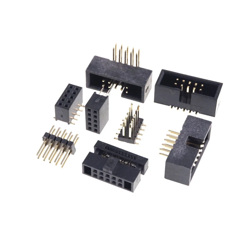 

1.27mm Pitch 2x5 Pin 10 position IDC Socket Female Receptacle Male Header Right Angle Through Holes SMD Straight mating Parts