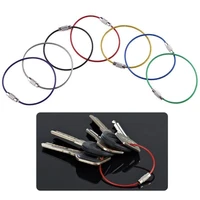 stainless steel wire keychain cable rope holder keyring 7 colors key chain rings for women men jewelry keyring circle carabiner