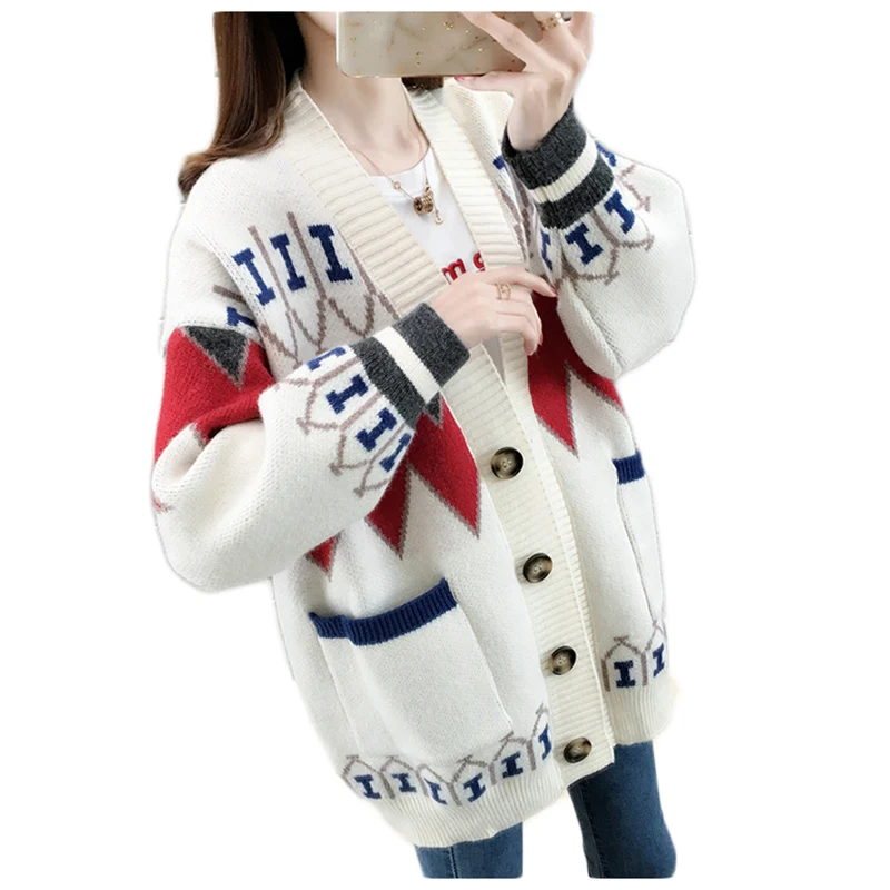 

Youth Clothing for Women Sweater Coat Large Size Top Selling Product Spring/Autumn Knit Cardigan Printing Quality Assurance 413