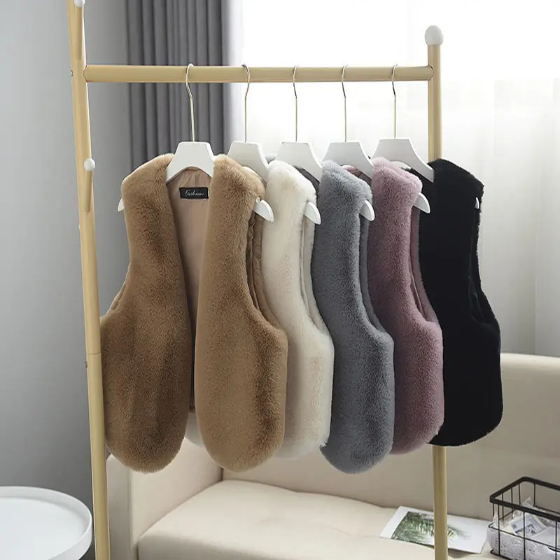

Fur Vest Women Short Outerwear 2022 New Autumn Winter Imitation Rabbit Fur Vest Female Fashion Warm Plush Waistcoat Ladys Jacket