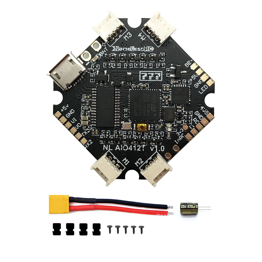 Контроллер полета NameLessRC F4 AIO OSD AIO412T BEC и встроенный 12A BL_S 2 4S ESC для Tinywhoop FPV