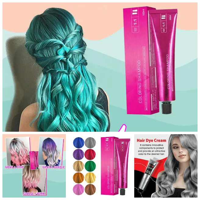 

Mermaid Hair Coloring Shampoo Mild Safe Hair Dyeing Shampoo for Men Women All Hairs ALS