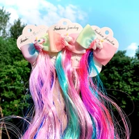 cartoon unicorn hair clips hairpins sweet princess hair ornament headband girls cute colorful wig kids fashion hair accessories