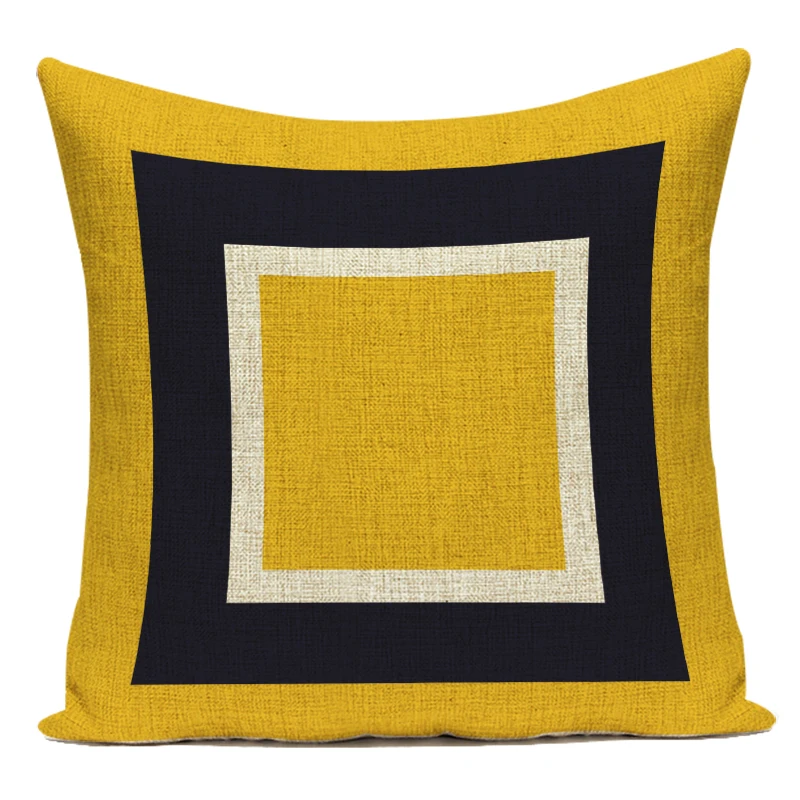 

Чехол для диванной подушки ZXZXOON, лен/хлопок, черный/желтый, геометрический принт