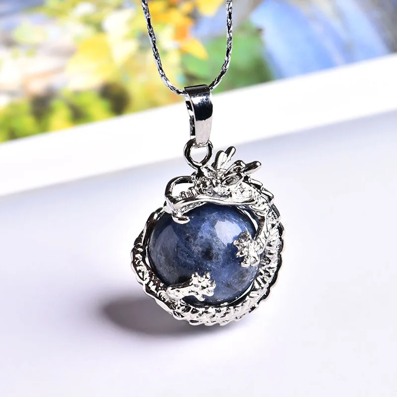 lapis lazuli 1 шт. натуральный Кристальный Дракон шар пара кулон минеральные ювелирные изделия Guardian благородная Мода кулон ожерелье DIY подарок ювелирные изделия - Цвет: lapis lazuli