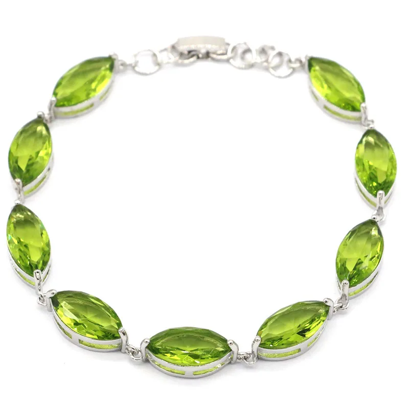 16x8 мм великолепный Смоки Топаз Зеленый Перидот подарок для сестры серебряный