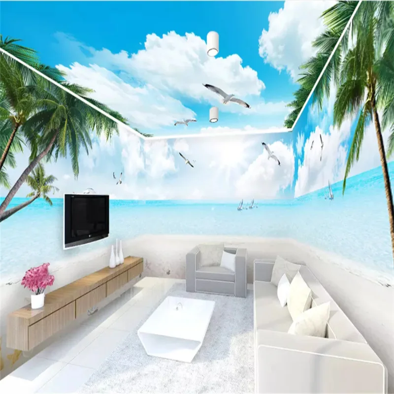 

Custom Ceiling Wallpaper Blue Sky And White Clouds Murals For The Living Room Bedroom Ceiling Background Wall Mural Wallpaper