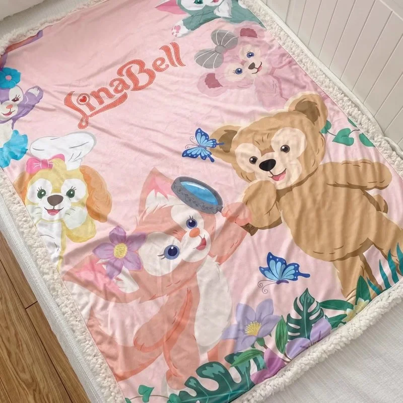 Manta de LinaBell de Disney para ni&ntilde;os y adultos, forro polar c&aacute;lido con estampado de dibujos animados, Duffy, Friend, Berber, siesta, viaje-1