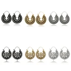 Docona марочные полый цветок свисающие серьги для женщин Подвески в виде геометрических фигур тяжелый металлический сплав богемные ювелирные изделия серьги 5673