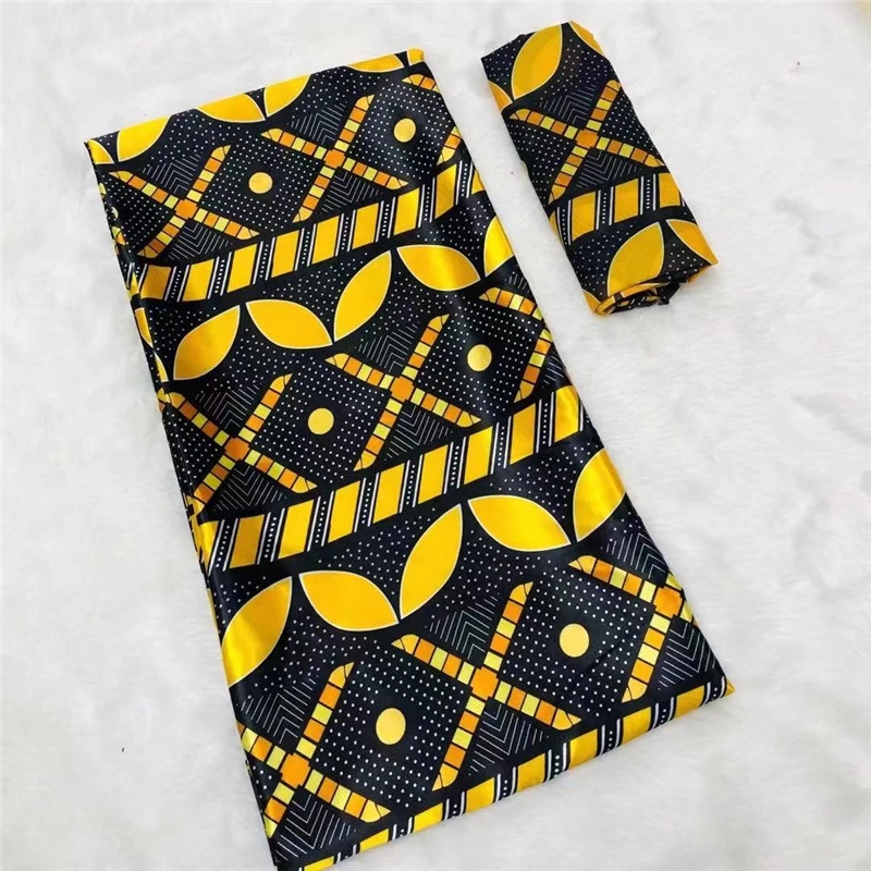 

New Arrival African Silk Satin Fabric For Women Garment African Silk Fabric With Chiffon Set 4+2Yards