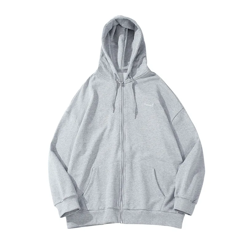 

Japanese Men's Loose Leisure Sweatshirt with Hooded 2021 Spring New Simple Hooded Cardigan Sweater Men Loose Embroidered Jacket