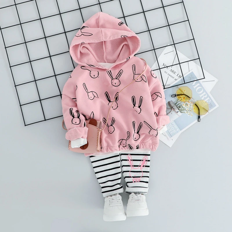 

New Spring Autumn Children Clothes Suit Baby Girls Cartoon Hooded Pants 2Pcs/set Toddler Fashion Clothing Infant Kids Tracksuits