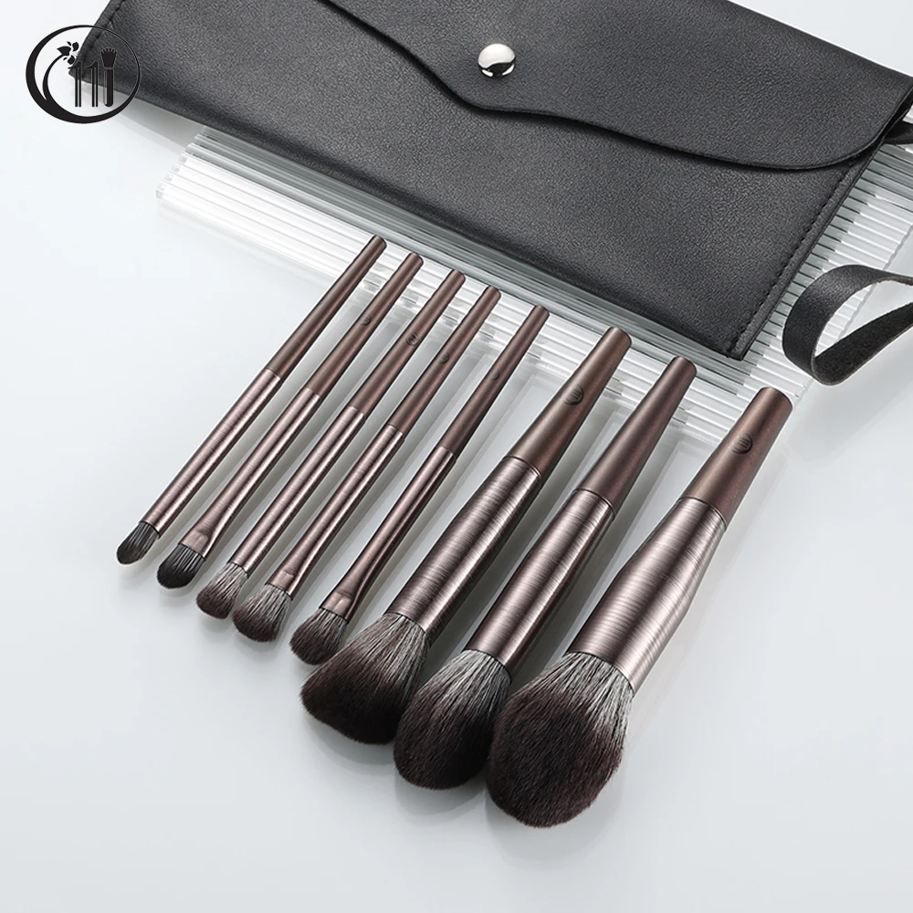 Kosmetyki 8 штук мягкие Кисточки для макияжа из натурального материала дорожный набор