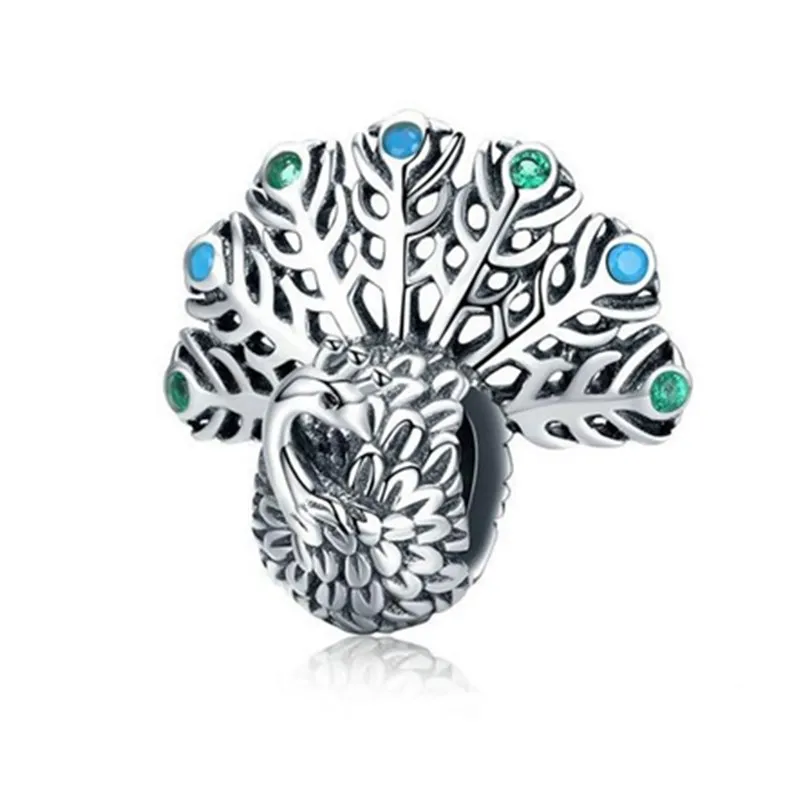 

Silver Peacock Pendant Charms Fit Women Beads Bracelets Jewelry Gift