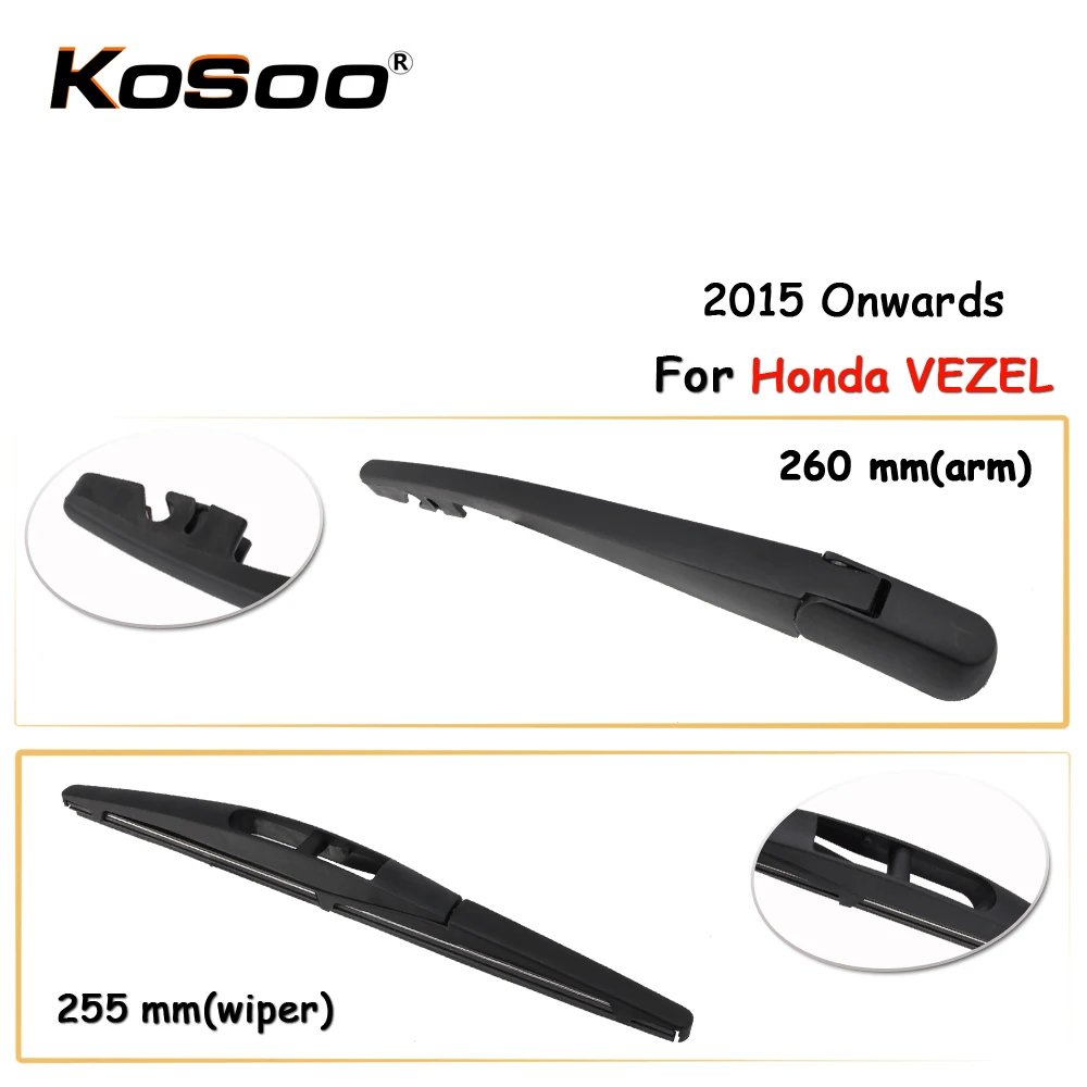 KOSOO ด้านหลังอัตโนมัติกระจกหน้าต่างใบปัดน้ำฝนรถยนต์สำหรับ Honda VEZEL,255 มม.2015 เป็นต้นไปอุปกรณ์จัดแต่...