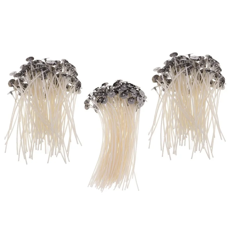 Mecha de vela Natural para fabricaci&oacute;n de velas, vela artesanal preencerada de Bajo humo, pretableada, 100% n&uacute;cleo de algod&oacute;n Natural, 100 piezas-4