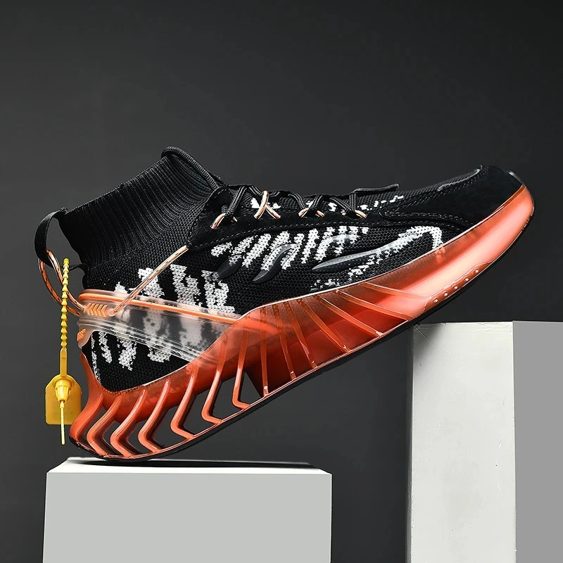 

2021 High Quality Men's Sneakers Fashion High Top Breathable Casual Running Sports Shoes Mixed Color Lace-Up Comfy Male Footwear
