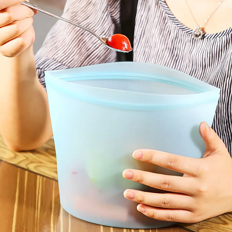 Многоразовые Пакеты на молнии Zero отходов кухонный силиконовый Пакет для